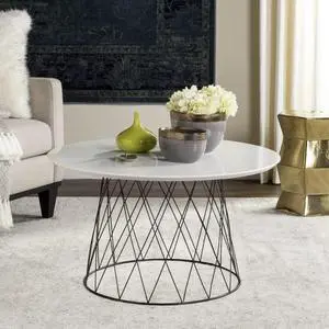 Safavieh Home Collection Roe Retro Mid-Century White and Black Wood Coffee Table