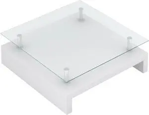 vidaXL White Coffee Table - Modern High Gloss Finish, Thick Tempered Glass Top, Elegant Design, Made of Wood, Easy Self-Assembly, Ideal for Any Living Room Decor
