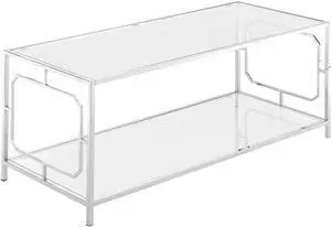 Convenience Concepts Omega Coffee Table, Clear Glass/Chrome Frame