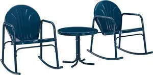 Crosley Furniture Griffith Retro Metal Outdoor 3-Piece Rocking Chair Set Crosley Furniture Griffith Retro Metal Outdoor 3-Piece Rocking Chair Set