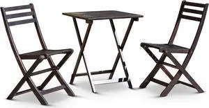 DTY Outdoor Living Twin Lakes 3-Piece Eucalyptus Café Bistro Set - Espresso, Square Table