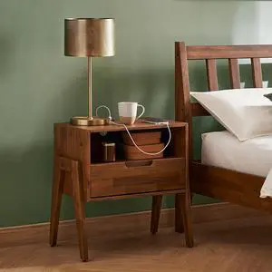 mopio Ted Solid Wood Nightstand with Charging Station, Mid Century Modern Storage Night Stand, Small Side Table Drawer, Bedside, End Table USB C & USB A Ports (Single) mopio Ted Solid Wood Nightstand with Charging Station, Mid Century Modern Storage Night Stand, Small Side Table Drawer, Bedside, End Table USB C & USB A Ports (Single)