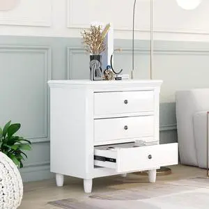 Bellemave 3-Drawer Nightstand WoodNightstand with 3 Drawer Small Chest of Drawers,Wood Bedside Table Cabinet,Solid Wood Oversized Nightstand for Bedroom, Living Room, Hallway, Dorm.White Bellemave 3-Drawer Nightstand WoodNightstand with 3 Drawer Small Chest of Drawers,Wood Bedside Table Cabinet,Solid Wood Oversized Nightstand for Bedroom, Living Room, Hallway, Dorm.White