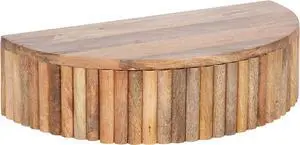 Kate and Laurel Reid Ribbed Wooden Floating Side Table; 20 x 11 x 6; Natural Brown; Modern Wood Floating Nightstand with Drawer for Extra Storage and Added Functionality Kate and Laurel Reid Ribbed Wooden Floating Side Table; 20 x 11 x 6; Natural Brown; Modern Wood Floating Nightstand with Drawer for Extra Storage and Added Functionality
