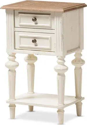 Baxton Studio Colette Weathered Oak White Wash Distressed Two-Tone 2-Drawer 1-Shelf Nightstand Baxton Studio Colette Weathered Oak White Wash Distressed Two-Tone 2-Drawer 1-Shelf Nightstand