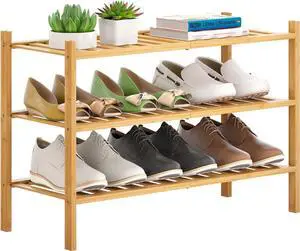 Bamboo Shoe Rack Stackable Shoe Shelf Storage Organizer for Unit Entryway Hallway and Closet Sturdy Freestanding Shoe Shelf(3 Tier Natural) Bamboo Shoe Rack Stackable Shoe Shelf Storage Organizer for Unit Entryway Hallway and Closet Sturdy Freestanding Shoe Shelf(3 Tier Natural)