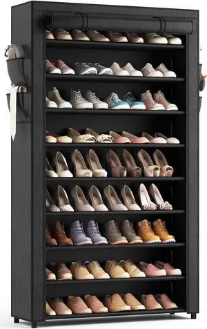 LANTEFUL Shoe Rack with Covers - 10 Tiers Tall Shoe Rack Organizer Large Capacity Shoe Shelf Storage 40 Pairs Space Saving Vertical Shoe Storage Organizer for Closet, Entryway, Dorm, Bedroom LANTEFUL Shoe Rack with Covers - 10 Tiers Tall Shoe Rack Organizer Large Capacity Shoe Shelf Storage 40 Pairs Space Saving Vertical Shoe Storage Organizer for Closet, Entryway, Dorm, Bedroom