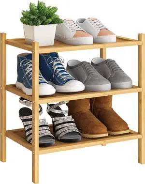 BMOSU 3-Tier Bamboo Small Shoe Rack Premium Stackable Shoe Shelf Storage Organizer for Hallway Closet Living Room Entryway Organizer(Natural) BMOSU 3-Tier Bamboo Small Shoe Rack Premium Stackable Shoe Shelf Storage Organizer for Hallway Closet Living Room Entryway Organizer(Natural)