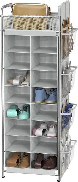Simple Houseware 16 Cube Shoe Stand Tower Rack 8 Tier, Gray Simple Houseware 16 Cube Shoe Stand Tower Rack 8 Tier, Gray