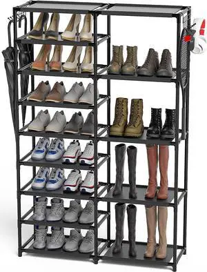 CSXGBAB 9-Tier Shoe Rack Organizer, Tall Garage Shoe Rack, Boot Rack, Black CSXGBAB 9-Tier Shoe Rack Organizer, Tall Garage Shoe Rack, Boot Rack, Black