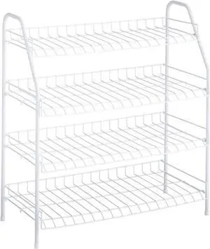 Rubbermaid 4-Tier Wire Shoe Rack, White, Simple Assemble, Storage Shelf for Organization in Bedroom/Closet Rubbermaid 4-Tier Wire Shoe Rack, White, Simple Assemble, Storage Shelf for Organization in Bedroom/Closet