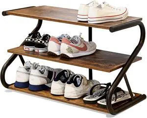 Wooden Shoe Rack for Entryway Closet, S-Shaped Shoe Storage Shelf Wooden Shoe Rack for Entryway Closet, S-Shaped Shoe Storage Shelf