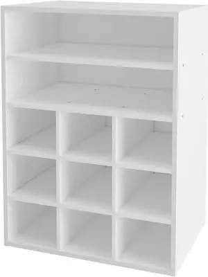 HAIOOU Shoe Cubby, 9-Cube Stackable Wood Shoe Rack Organizer 24 Inch, White HAIOOU Shoe Cubby, 9-Cube Stackable Wood Shoe Rack Organizer 24 Inch, White