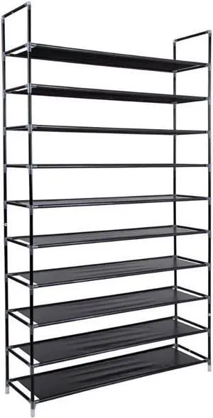 GREEF Classics 10-Tier 50-Pair Shoe Rack Organizer Sturdy Metal Storage Shelf for Bedroom, Closet, Entryway, Dorm Room, Non Woven Fabric (Black) GREEF Classics 10-Tier 50-Pair Shoe Rack Organizer Sturdy Metal Storage Shelf for Bedroom, Closet, Entryway, Dorm Room, Non Woven Fabric (Black)