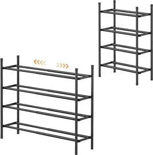 Uneviesyka Expandable Shoe Rack Organizer,Adjustable and Stackable Shoe Storage Shelf,Heavy Duty Metal Small Shoe Rack for Closet Entryway Bedroom (Black, 4 Tier) Uneviesyka Expandable Shoe Rack Organizer,Adjustable and Stackable Shoe Storage Shelf,Heavy Duty Metal Small Shoe Rack for Closet Entryway Bedroom (Black, 4 Tier)