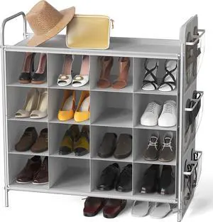 Simple Houseware 4-Tier 16 Cube Shoe Cubby Rack Organizer, Gray Simple Houseware 4-Tier 16 Cube Shoe Cubby Rack Organizer, Gray