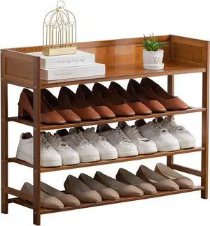 SOBIBO Bamboo Shoe Rack for Closet, 4-Tier Shoe Organizer, Brown, 31.5'' SOBIBO Bamboo Shoe Rack for Closet, 4-Tier Shoe Organizer, Brown, 31.5''