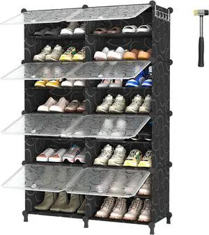 AWTATOS 8 Tiers Shoe Rack Organizer, 32 Pair Shoe Storage Cabinet, Black AWTATOS 8 Tiers Shoe Rack Organizer, 32 Pair Shoe Storage Cabinet, Black