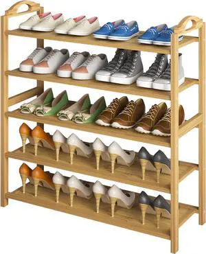 UDEAR Bamboo Shoe Rack 5-Tier Shoe Storage Organizer Entryway Shoe Shelf UDEAR Bamboo Shoe Rack 5-Tier Shoe Storage Organizer Entryway Shoe Shelf