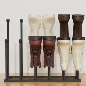 22.5 Inches Free Standing Shoe Racks, Tall Black Metal Boot Rack Organizer for 6 Pairs, Knee-High Boot Storage Shelf for Closet, Bedroom, Entryway, Hallway, Black 22.5 Inches Free Standing Shoe Racks, Tall Black Metal Boot Rack Organizer for 6 Pairs, Knee-High Boot Storage Shelf for Closet, Bedroom, Entryway, Hallway, Black