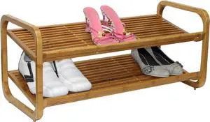 Oceanstar 2-Tier Bamboo Shoe Rack, Natural Oceanstar 2-Tier Bamboo Shoe Rack, Natural