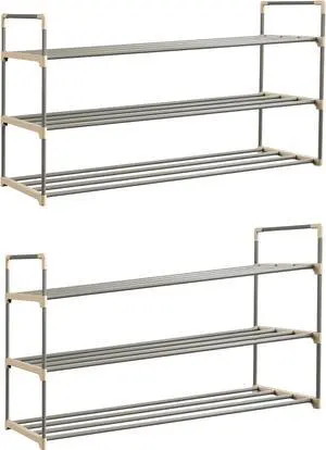 Home-Complete Shoe Storage Rack, 3-Tier Organizer for Closet, Bathroom, Entryway, 2 Sets Home-Complete Shoe Storage Rack, 3-Tier Organizer for Closet, Bathroom, Entryway, 2 Sets