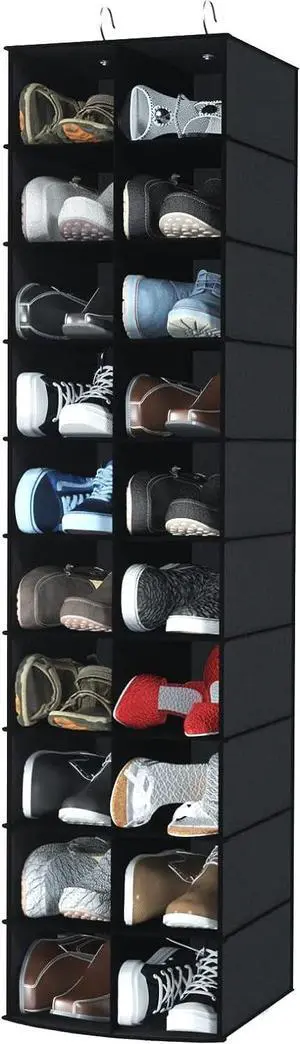 20 Section Hanging Shoe Organizer for Closet, Black 20 Section Hanging Shoe Organizer for Closet, Black