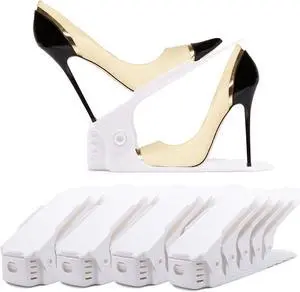 LEIMO Shoe Slots Organizer, 20-PACK Adjustable Shoe Stacker, Double Layer Stack Shoe Holder Space Saver, White Shoe Stacker for Closet Organization, 4310869 LEIMO Shoe Slots Organizer, 20-PACK Adjustable Shoe Stacker, Double Layer Stack Shoe Holder Space Saver, White Shoe Stacker for Closet Organization, 4310869