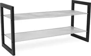 Internet's Best Mesh Shoe Rack - 2 Tier - Free Standing Metal Wood Shoe Organizer - Closet and Entryway - Fits 8 Pairs of Shoes - Black & Silver Internet's Best Mesh Shoe Rack - 2 Tier - Free Standing Metal Wood Shoe Organizer - Closet and Entryway - Fits 8 Pairs of Shoes - Black & Silver