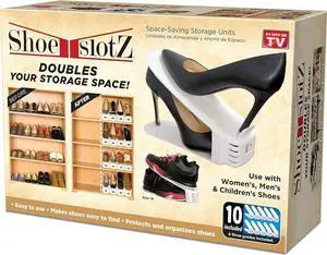 Shoe Slotz Space-Saving Storage Units in Ivory | As Seen on TV | No Assembly Required | Limited Edition Price Club Value Pack, 10 Piece Set Shoe Slotz Space-Saving Storage Units in Ivory | As Seen on TV | No Assembly Required | Limited Edition Price Club Value Pack, 10 Piece Set