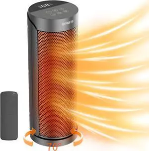 Portable Space Heater for Indoor Use with Remote - QOWETU 70° Oscillating Electric Heater, 17 Inchs, 12H Timer, 1500W Quiet PTC Ceramic Heating with Thermostat, Fast Safety Heat for Home, Bedroom
