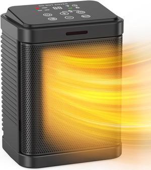 1500W Small Space Heater, PTC Ceramic Heater, Portable Space Heater with Thermostat, Safety Protection, 2S Fast Heating, ECO Mode, 24H Timer, Safe for Office Use