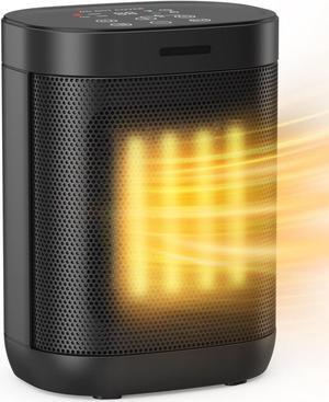 1500W Space Heaters for Indoor Use, PTC Ceramic Electric Heaters with 4 Modes, Tip-over & Overheat Protection, 59-95°F Digital Thermostat, 24H Timer, Fast Safety Heat, Great for Home Office