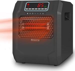 VOLTORB Freestanding Portable Electric Space Heater for Bedroom or Indoor Use with LED Display, Remote Control, and Programmable Thermostat, Black