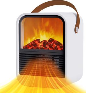 Electric Fireplace Heater,Space Heaters for Indoor Use Fireplac,Small Space Heater for Office Desk,3D Realistic Flame,Portable Fireplace Space Heater Indoor for OfficeBedroom and Bathroom