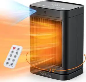 Coffeow Space Heaters with Motion Sensor,Portable heaters for Indoor Use,Electric Small Heaters for Large Room Bedroom Office Garage Desk,1500W Ceramic Heating with Remote,Oscillating,Timer,Thermostat