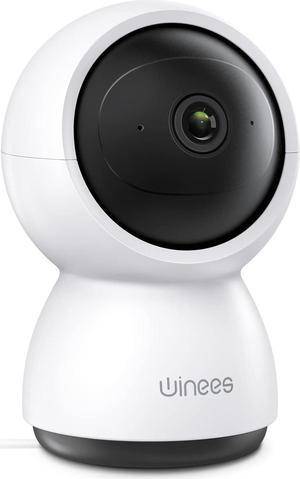winees Indoor Security Camera 2K, WiFi Pet Camera for Home Security with Sound/Human/Pet Detection, Night Vision, Motion Tracking, Pan/Tilt/Zoom for Baby Monitor/Elderly/Dog, Only Support 2.4G WiFi