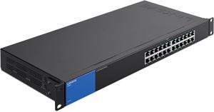 Linksys LGS124 24 Port Gigabit Unmanaged Network Switch - Home & Office Ethernet Switch Hub with Metal Housing - Wall Mount or Desktop Ethernet Splitter, Plug & Play