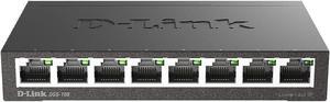 D-Link Ethernet Switch, 8 Port Gigabit Unmanaged Metal Fanless Desktop or Wall Mount Design (DGS-108), Black