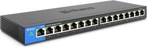 Linksys LGS116 16 Port Gigabit Unmanaged Network Switch - Home / Office Ethernet Switch Hub with Metal Housing - Wall Mount or Desktop Ethernet Splitter, Easy Plug & Play Connection
