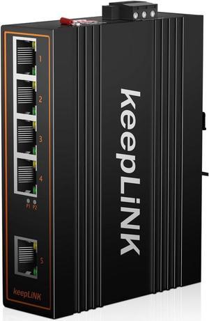 5 Port Industrial PoE Switch Unmanaged, 125W Fast Ethernet Din Rail Switch, IP40, Operating Temperature Range of -30°  75°C (-22°  167°F)