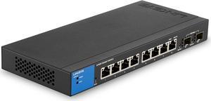 Linksys LGS310C 8 Port Gigabit Managed Network Switch with 2 Uplink Gigabit SFP Slots  Advanced Security QoS Static Routing VLAN IGMP Features  Metal Housing Desktop  Wall Mount