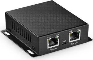 MokerLink 3 Ports Gigabit PoE Passthrough Switch - IEEE 802.3af/at Repeater, 100/1000Mbps, 1 PoE In 2 Out, Wall Mount, Extender/Injector/Network Extender Three in One