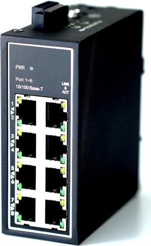 WIWAV WDH-8ET-DC 10/100Mbps Unmanaged 8-Port Industrial Ethernet Switches with DIN Rail/Wall-Mount (UL Listed, Fanless, -30°C~75°C)