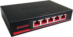 Asustor 5 Port 2.5G Unmanaged Ethernet Network Switch, Plug and Play, Wall-Mount, Fanless (ASW205T)