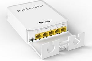 Tliffpaco Outdoor Gigabit PoE Extender, 5 Port PoE Repeater, 90W in 60W Out PoE Switch, Waterproof, Vlan, IEEE802.3af/at/bt Extend Additional 100m(328ft), 10/100/1000Mbps, Wall Mount Plug and Play