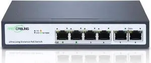 1500ft Long Range PoE+ Switch, PoE Extension with Continuous Run of cat5e/cat6, Fast Ethernet 10/100Mbps, 30W IEEE802.3at/af