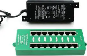 PoE Texas AT-8-48v60w | 8 Port Gigabit 802.3af Power Over Ethernet Injector | with 48 Volt 60 Watt Power Supply