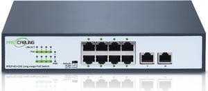 1500ft 8 Port Long Range PoE+ Switch, PoE Extension with Continuous Run of cat5e/cat6, Fast Ethernet 10/100Mbps, 30W IEEE802.3at/af