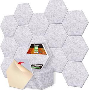 18 Pack Hexagon Acoustic Panels, 12" X 10" X 0.4" High Density Sound Absorbing Panels Soundproof Wall Panels For Home Sound proof Insulation Beveled Edge Studio Treatment Tiles (Gray)